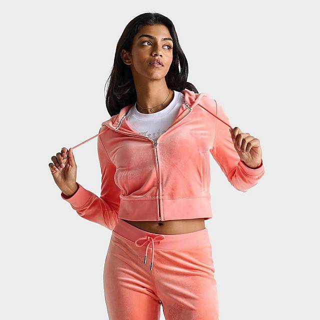 Women'S Juicy Couture Og Big Bling Velour Zip-Up Hoodie (Medium)