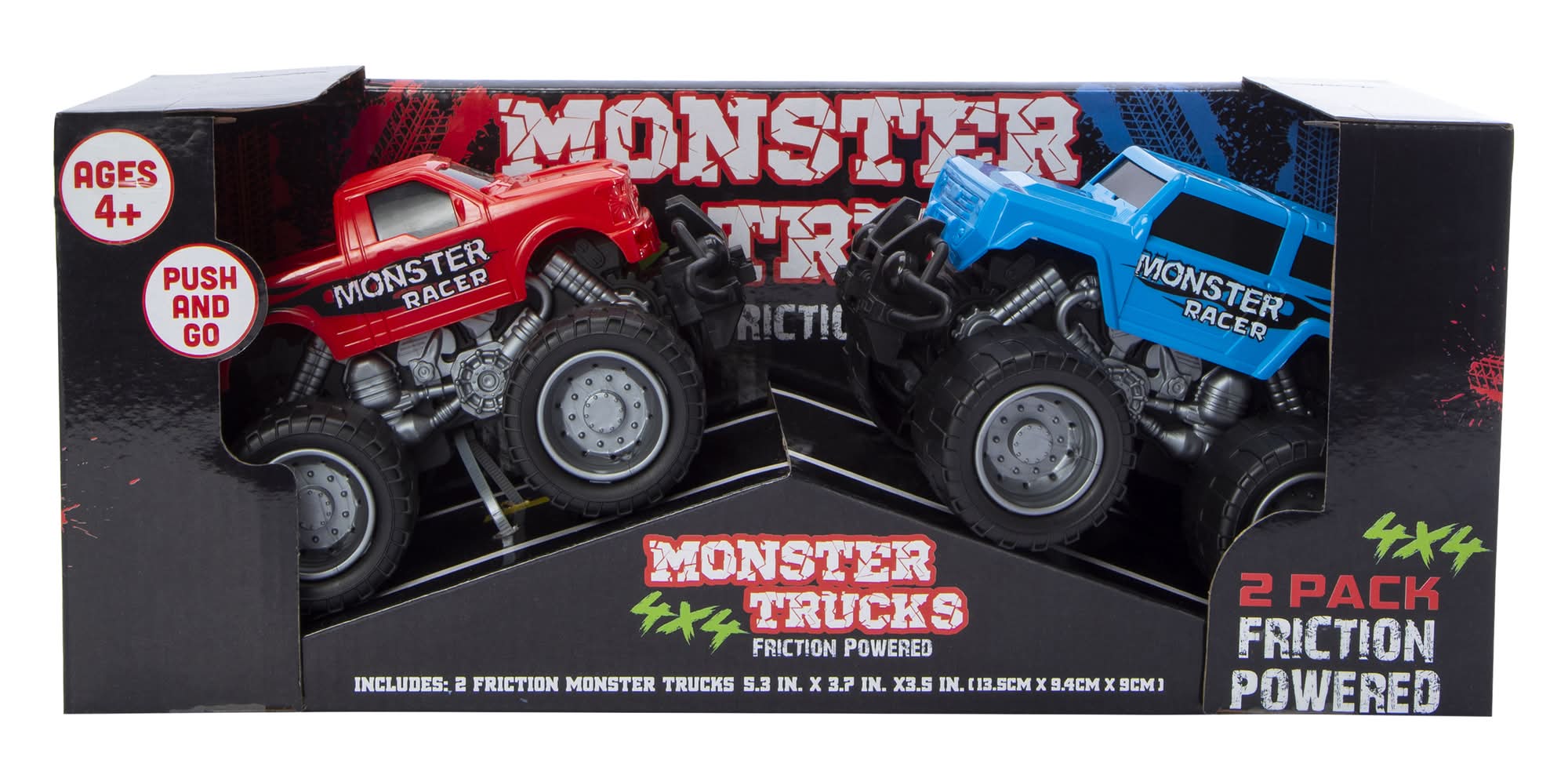 Friction Monster Trucks 2-Pack Set Red/Blue