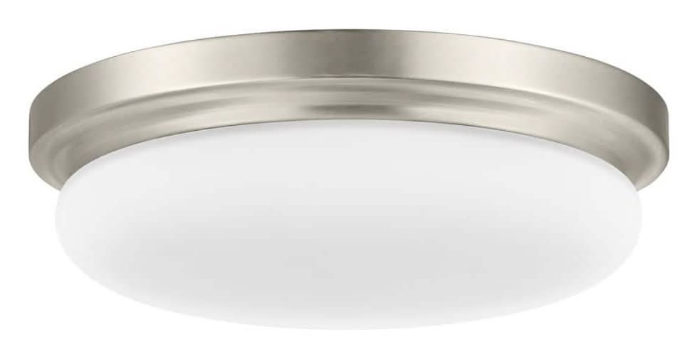 Hampton Bay Chilton 15 In. Light Brushed Nickel Adjustable Cct Integrated Led Ceiling Flush Mount Fixture With Glass Shade