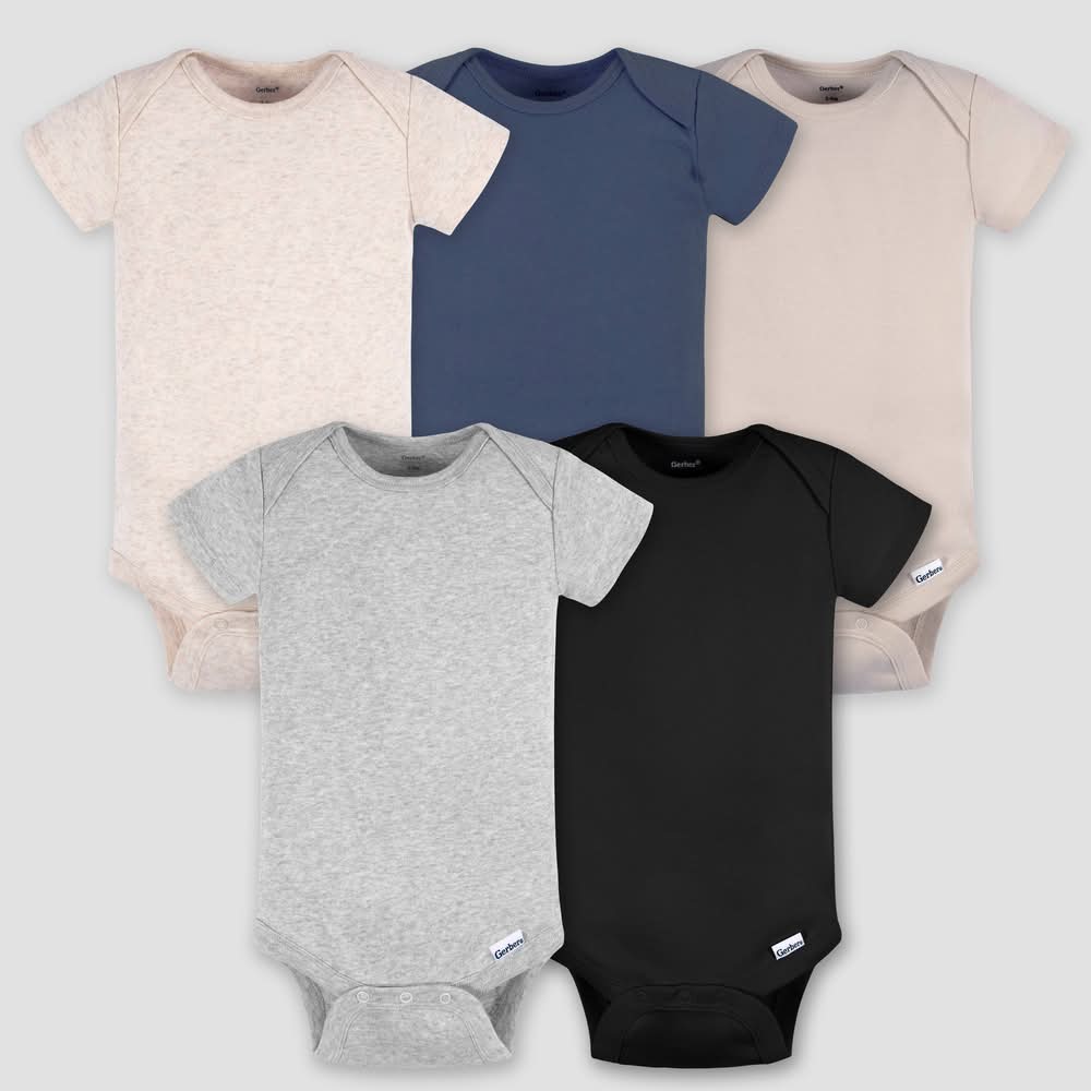 Gerber Newborn Baby Short Sleeve Onesies (5 ct)