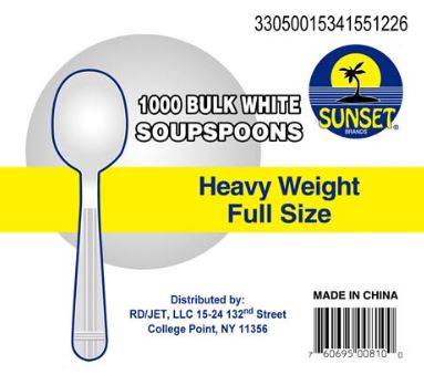Sunset - White Heavy Weight Plastic Soup Spoons - 1000 ct (1X1000|1 Unit per Case)