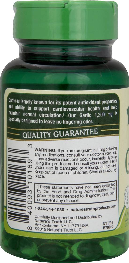 Nature's High Strenght Odorless Garlic 1200 mg Softgels (120 ct)