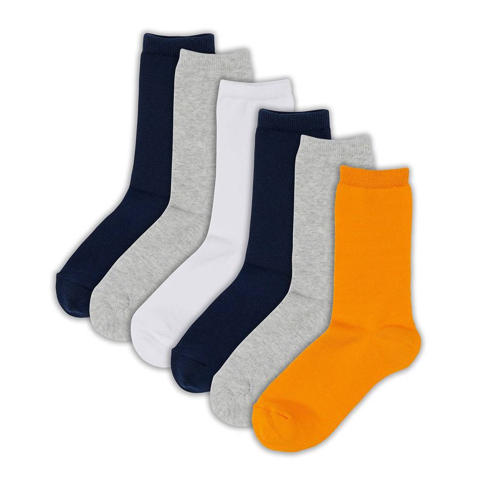 Chaussettes garçon bleues et moutarde T35/38  1ER PRIX - le lot de 6 paires