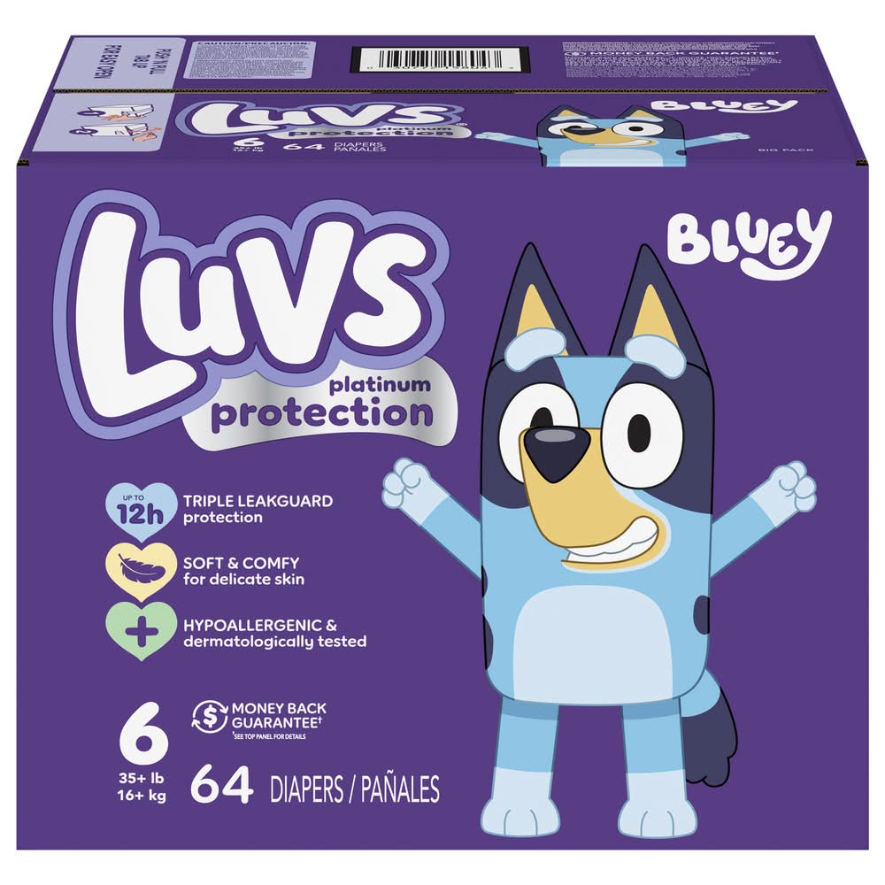 Luvs Paw Patrol Disposable Baby Diapers, Stage 6 (64 ct)