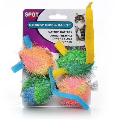 Spot Pet Stringy Catnip Mice and Ball Cat Toy (4 ct)