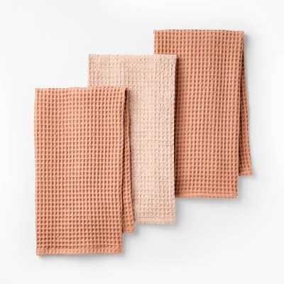 Figmint Waffle Cotton Dish Kitchen Towels, Terracotta Orange