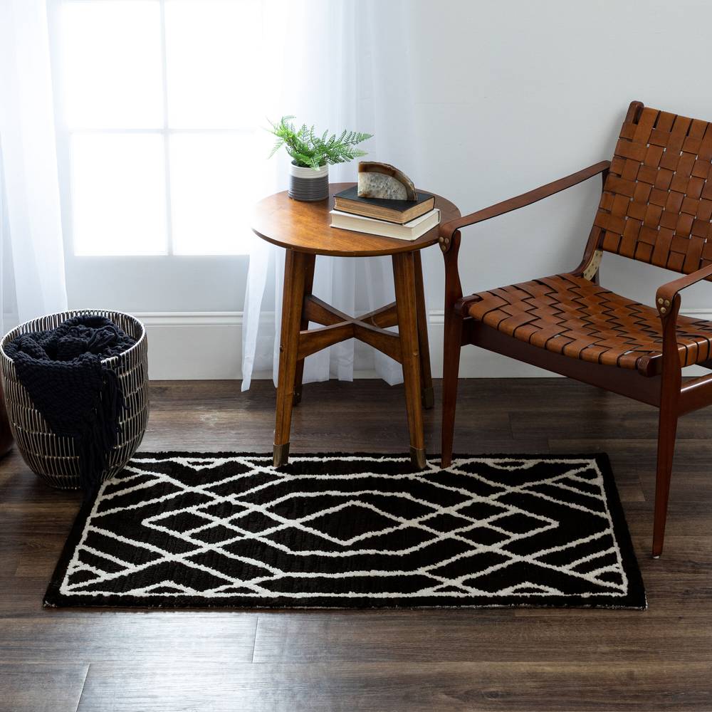 allen + roth Dark Exuberance 2 X 4 (ft) Black and White Indoor Throw Rug | R1295 107 024048