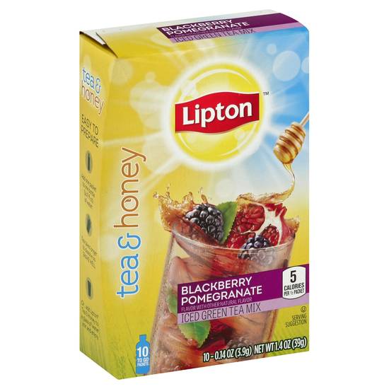Lipton Tea & Honey Blackberry Pomegranate Iced Green Tea Mix (10 ct, 0.14 oz)