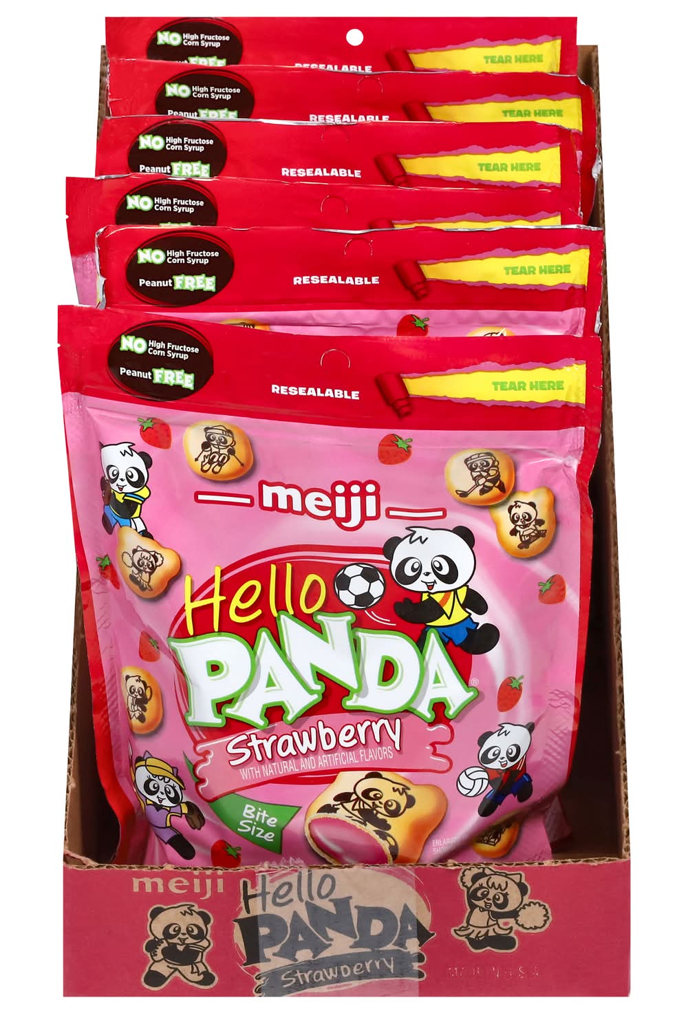 Meiji Hello Panda Creme Filled Bite Size Cookies, Strawberry (7 oz, 6 ct)
