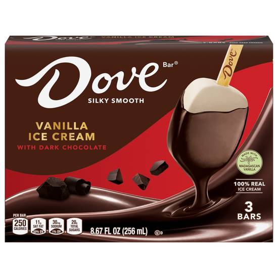 Dove Vanilla Ice Cream Bars With Dark Chocolate (3 ct)