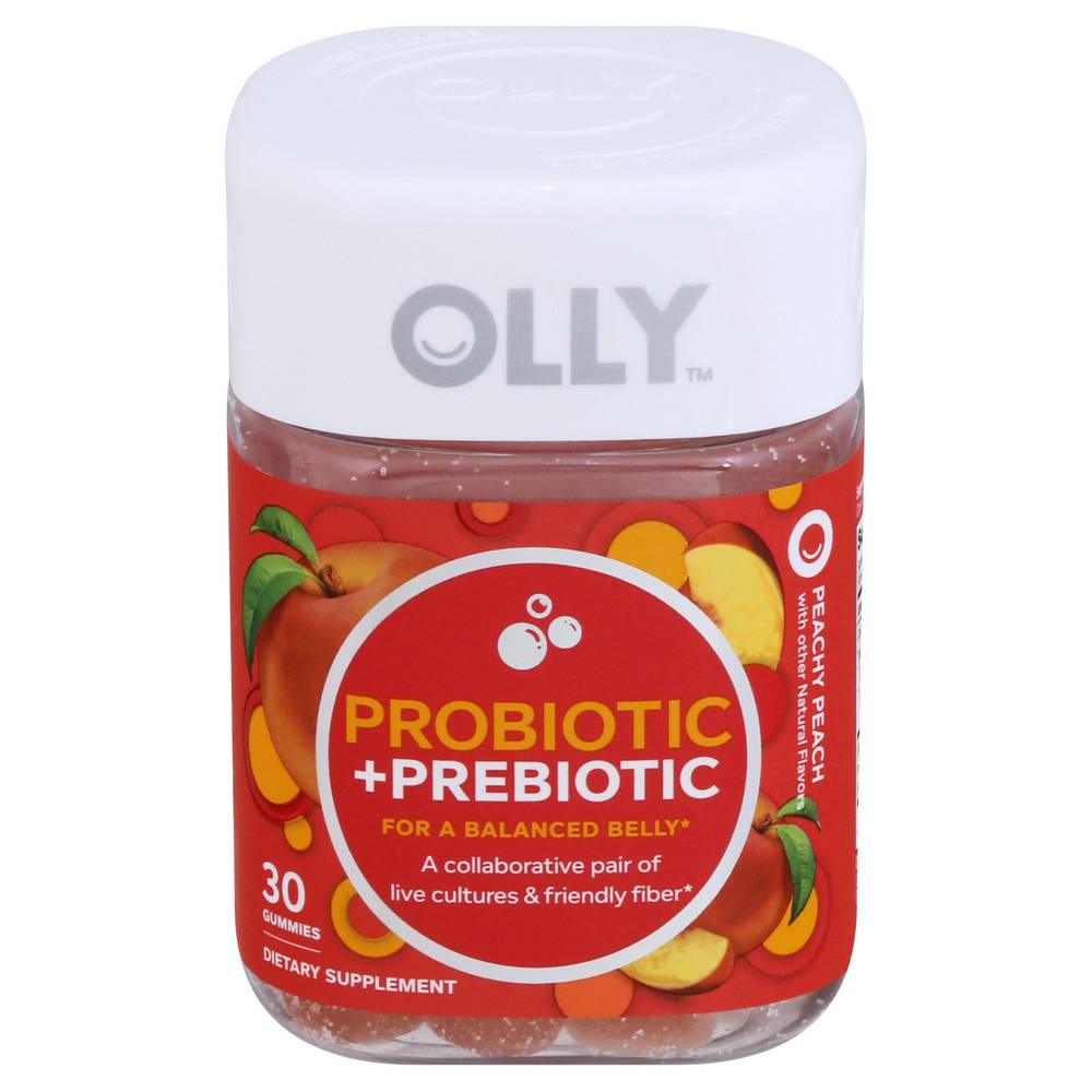 Olly Probiotic + Prebiotic Dietary Supplement Gummies, Peachy Peach (30 ct)