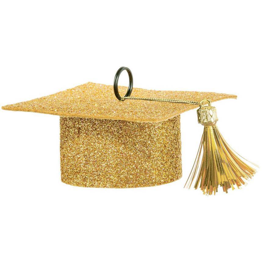 Uninflated Gold Glitter Graduation Cap Balloon Weight, 5.9oz
