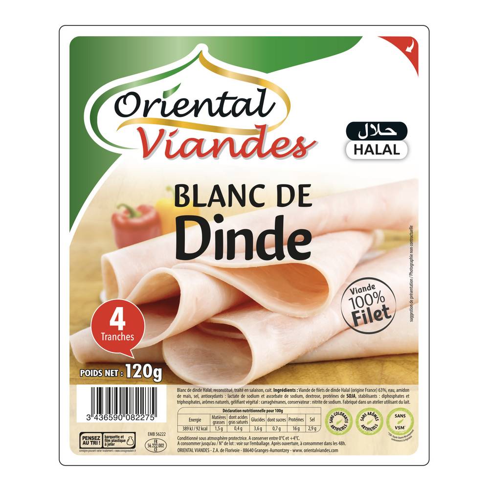 Oriental Viandes - Le tranché de dinde nature halal (120g)