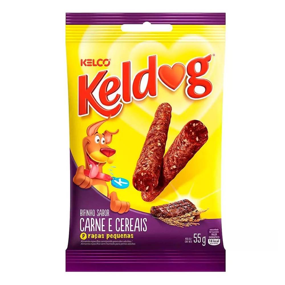 Kelco bifinho de carne e cereais para raças pequenas keldog (55 g)