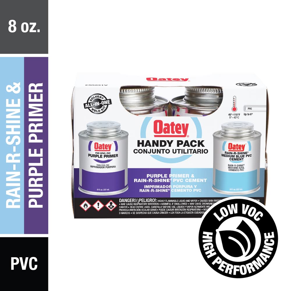Oatey Handy Pack 8-fl oz Purple and Blue PVC cement and primer