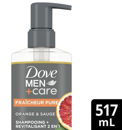 Dove Men+Care Pure Fresh Orange & Sage Shampoo+Revitalisant 2 Inn 1 (517 ml)