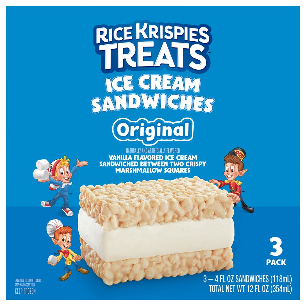 Rice Krispies Treats Original Ice Cream Sandwiches, Vanilla (3 x 4 fl oz)