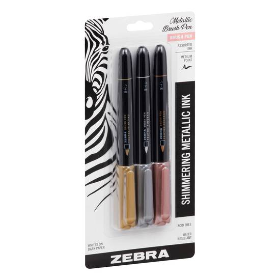 Zebra Metallic Brush Pen (3 ct)