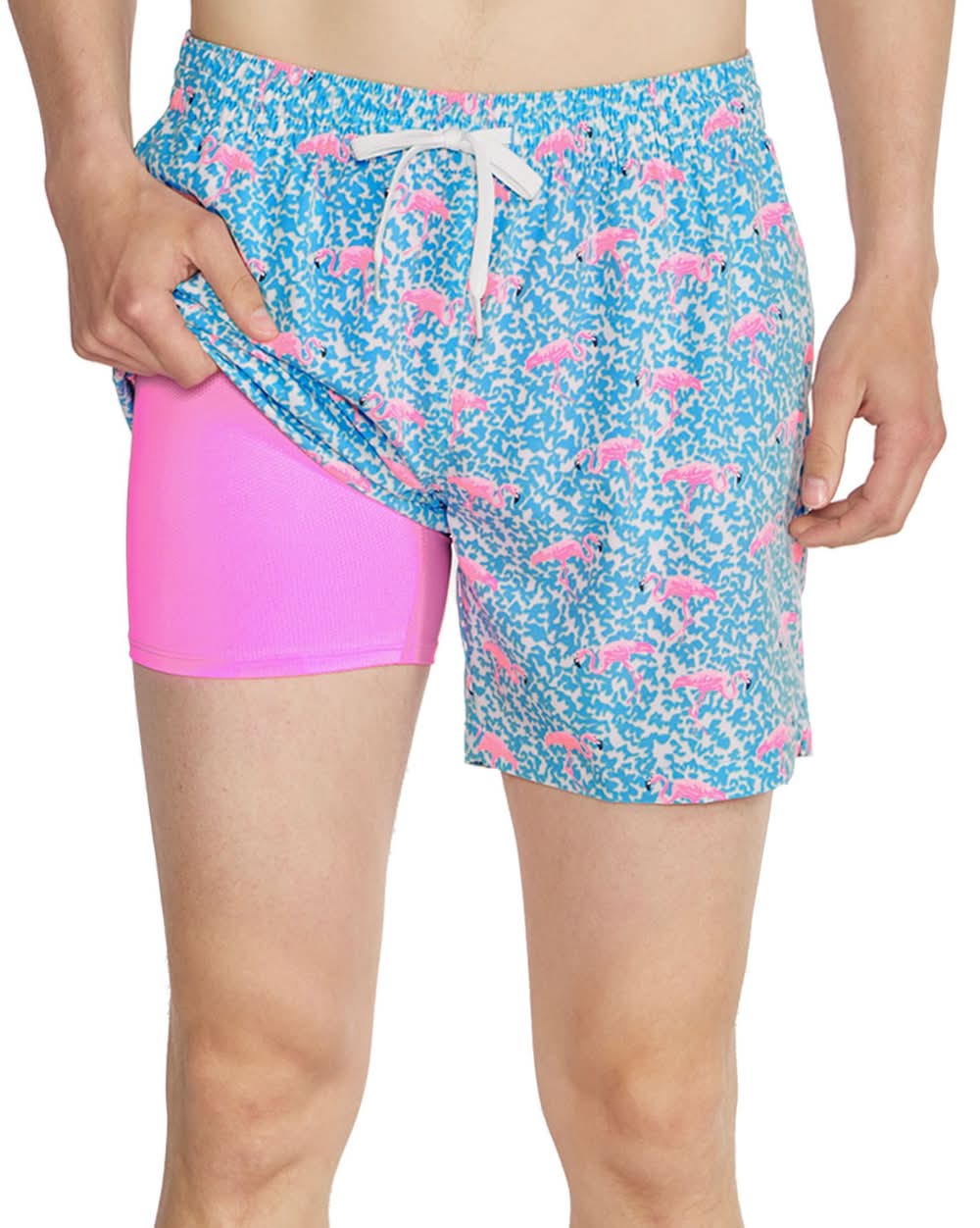 Chubbies Men's Classic Lined 5.5" Swim Trunks (Domingo Flamingo, L)