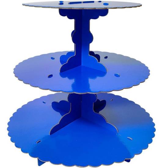 Party City 3 Tiered Cardboard Cupcake Stand (unisex/11.5in x 14.25in/royal blue )