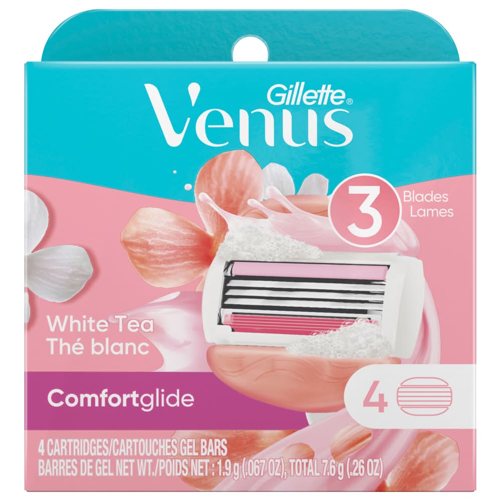 Gillette Venus Comfortglide Razor Blades Cartridges, White Tea (4 ct)