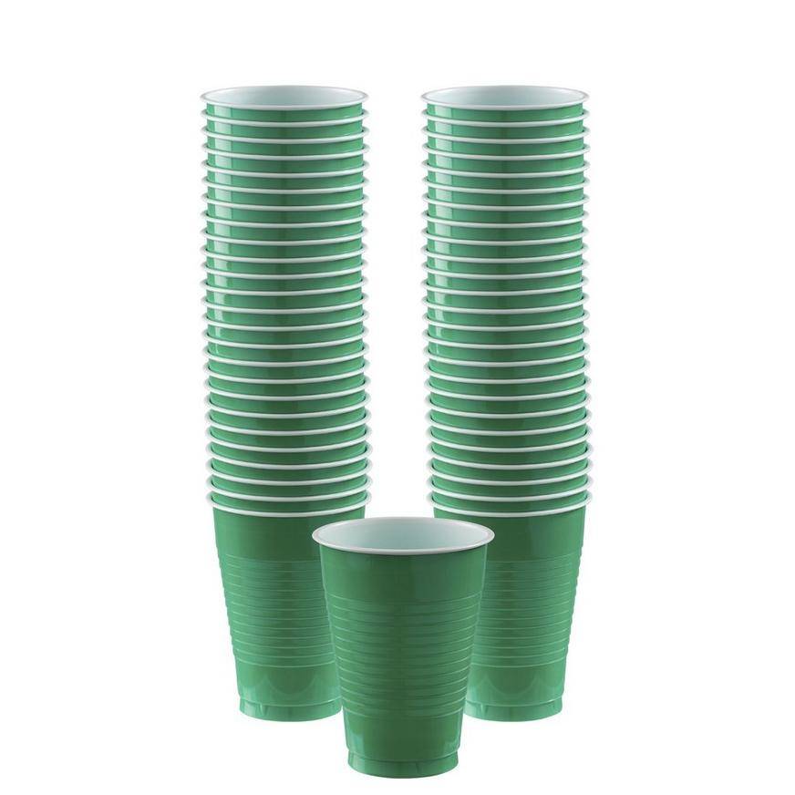 Party City Plastic Cups, Festive Green (50 ct)