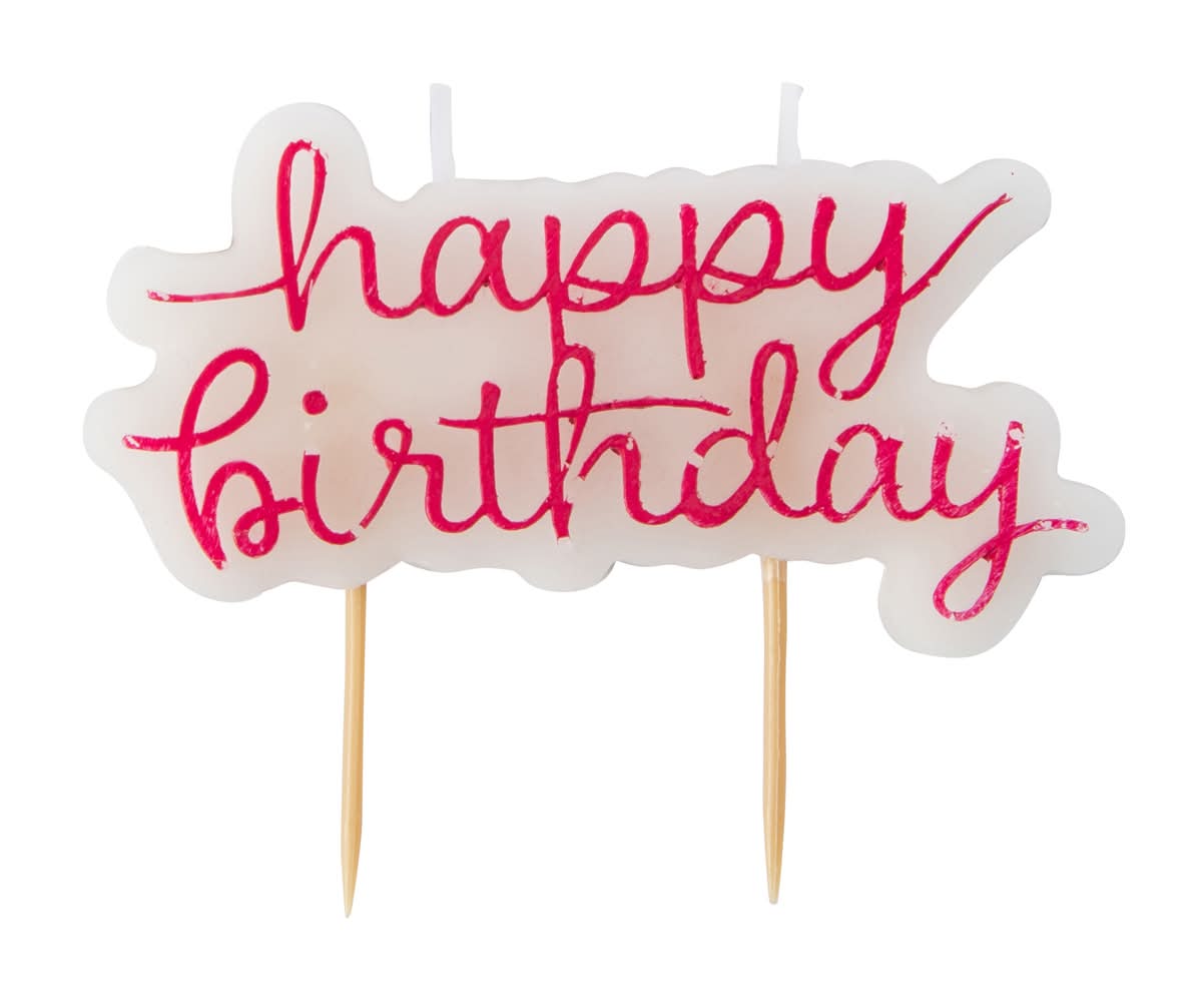 Happy Birthday Candle 1-Count Pink Cursive