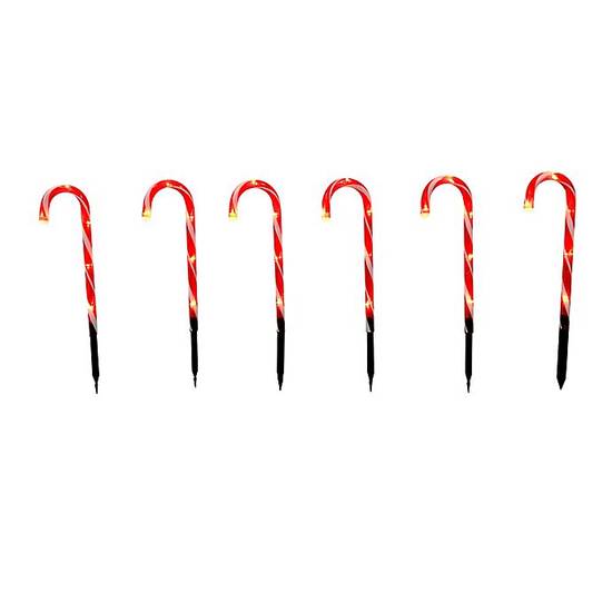 H for Happy™ 17.5-Inch LED Candy Cane Pathway Markers in Red/White (Set of 6)