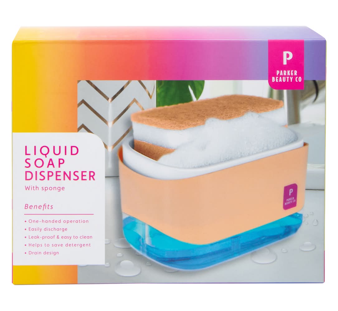 Liquid Soap Dispenser With Sponge Holder Orange