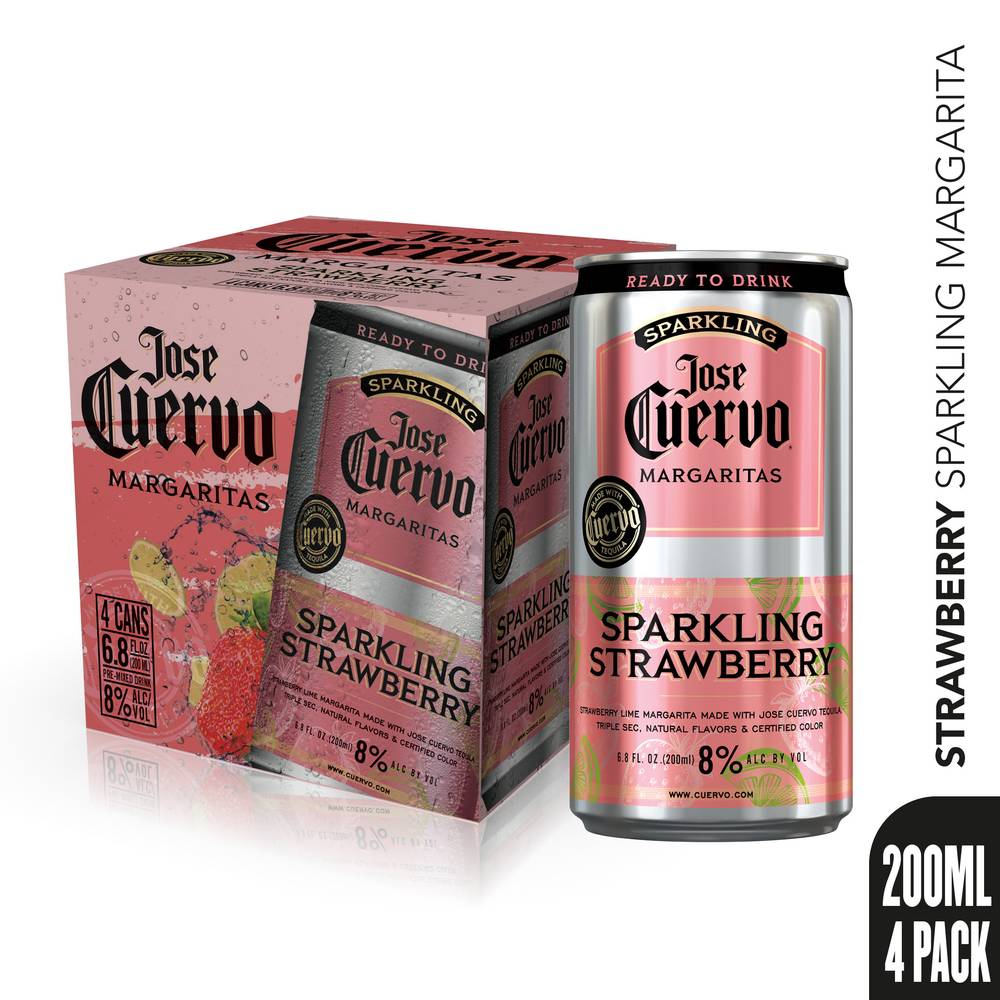 Jose Cuervo Sparkling Strawberry Margaritas (4 x 6.8 fl oz)