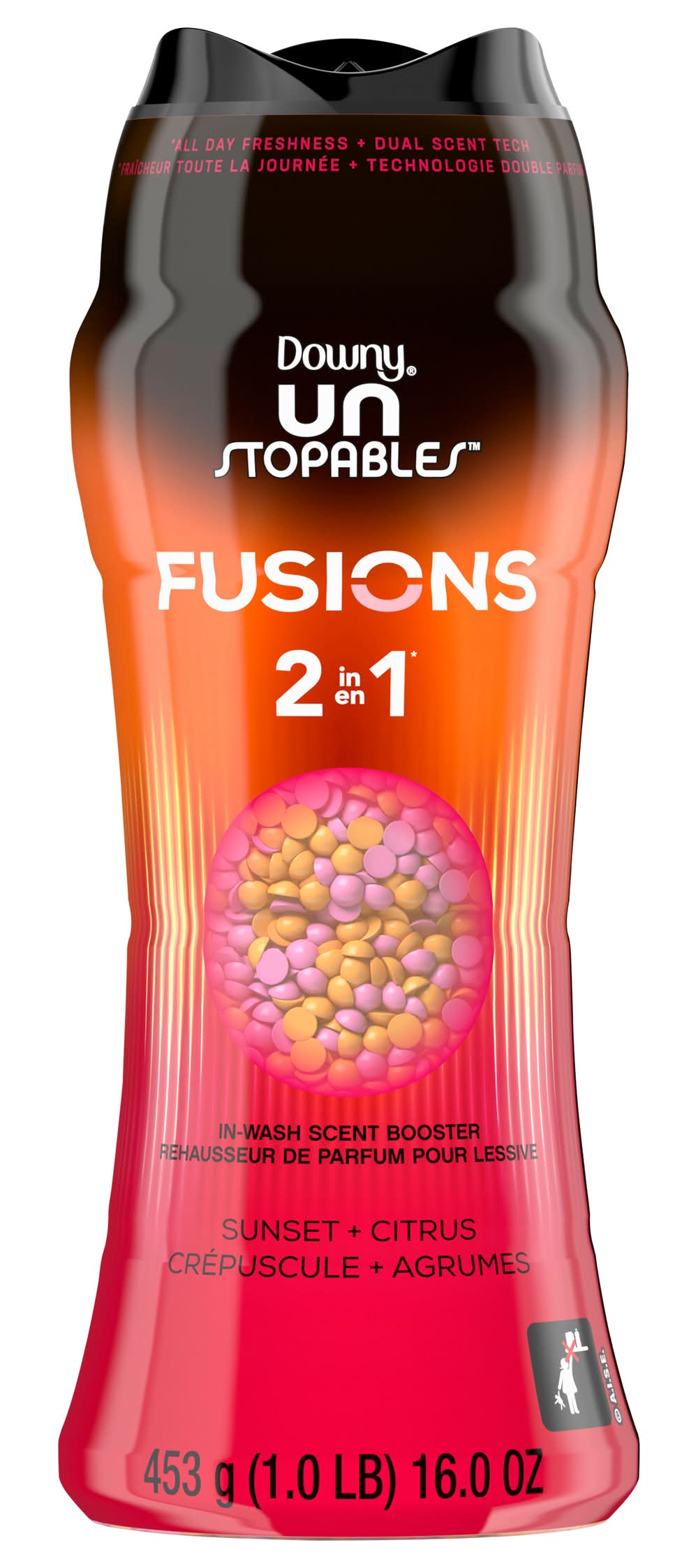 Downy Fusions 2-in-1 Wash Booster Beads Laundry Liquid, Sunset-Citrus (1 lbs)