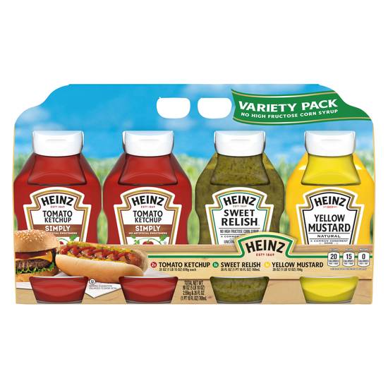 Heinz Simply Tomato Ketchup, Sweet Relish & Yellow Mustard Variety pack (4 ct)