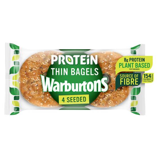 Warburtons Seeded Protein Thin Bagels 4PK