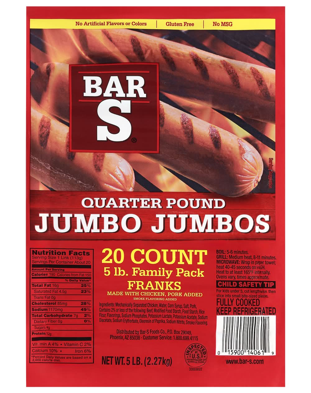 Bar-S Jumbo Jumbos Classic Franks (5 lbs)