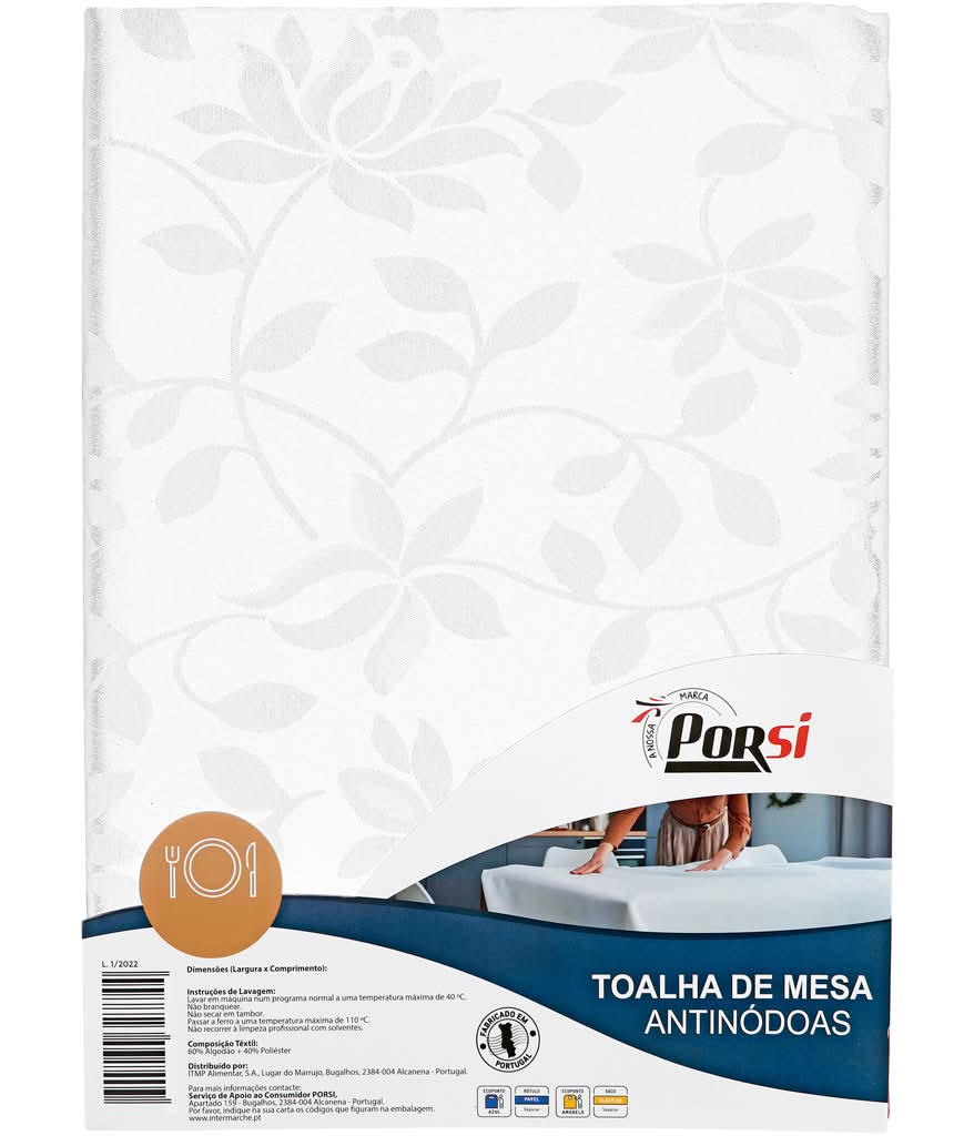 PorSi - Toalha de Mesa Anti NÃ³doas Branca, dim.: 150 x 300 cm