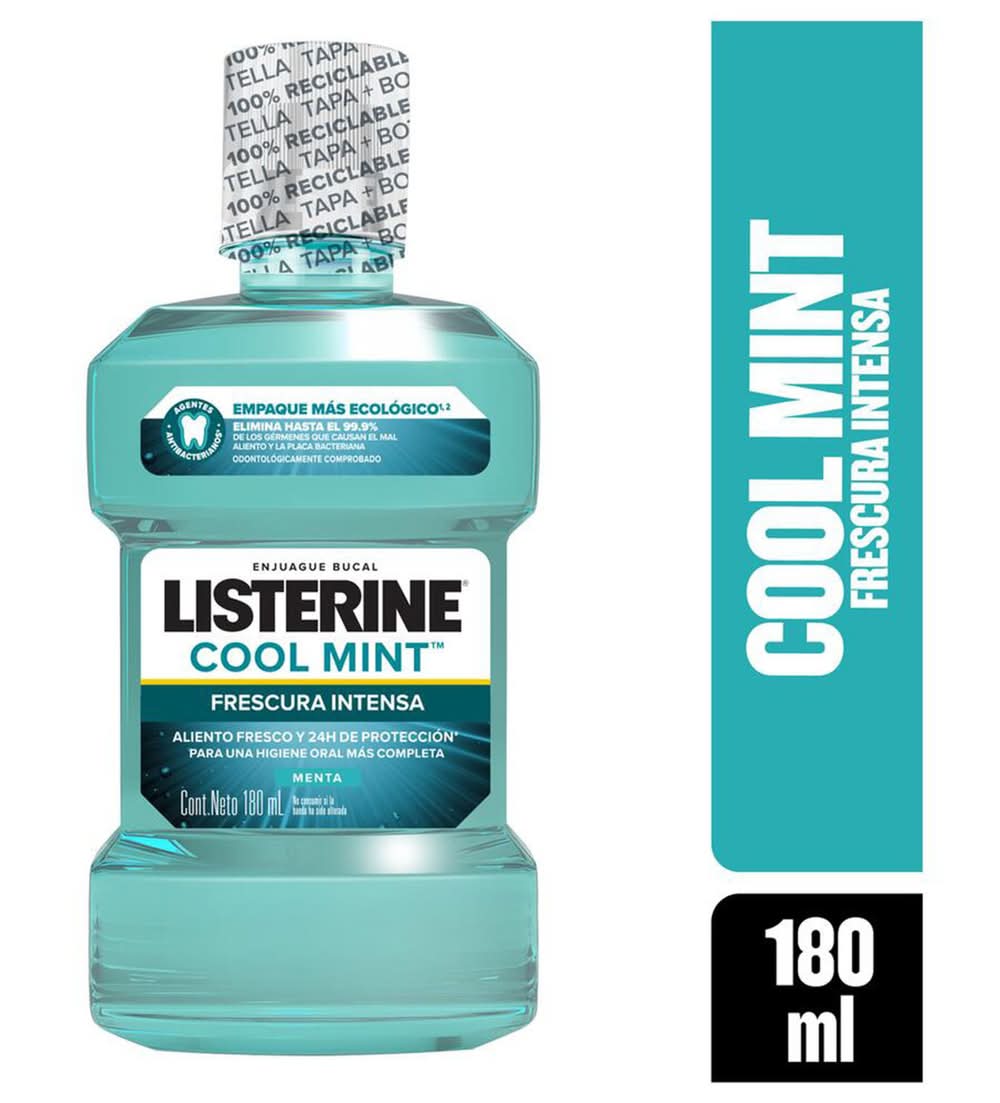 Listerine · Cool mint enjuague bucal, menta (180 ml)