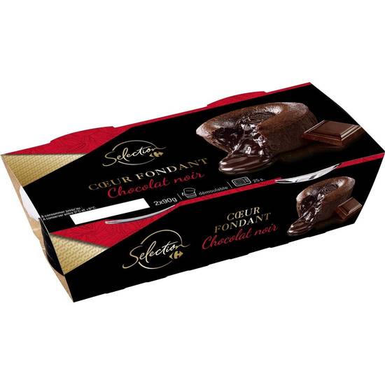 Carrefour Sélection - Dessert cœur fondant chocolat noir (2 pièces)