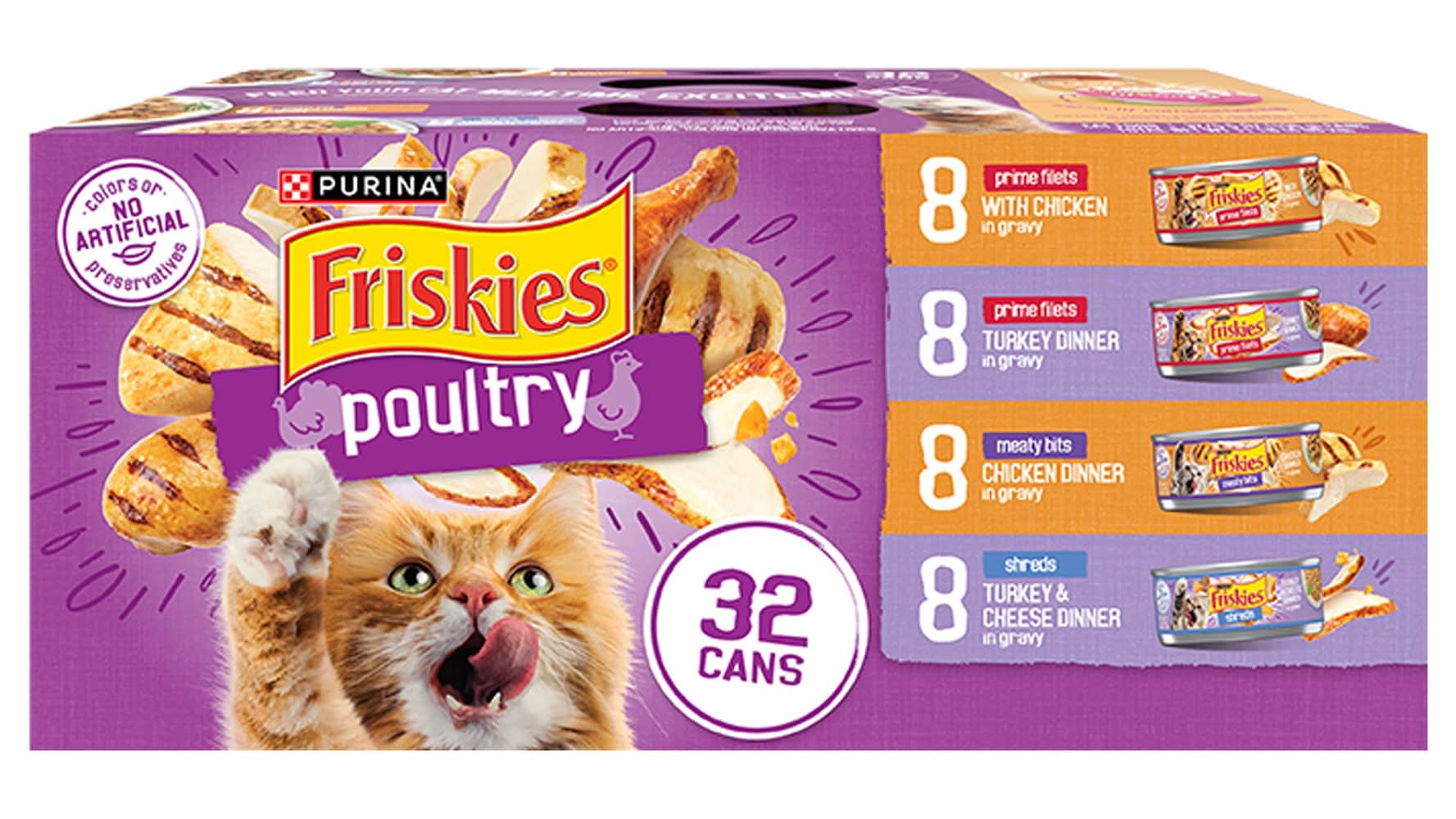 Friskies® Poultry Adult Cat Wet Food - Variety Pack, 32 CT, 176 OZ (Flavor: Variety, Color: Assorted, Size: 32 Count)