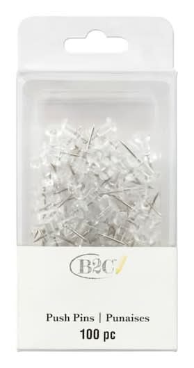 B2C Clear Pushpins (100 ct)