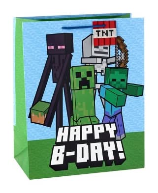 Hallmark Creeper & Zombie Figures Minecraft Gift Bag, Assorted
