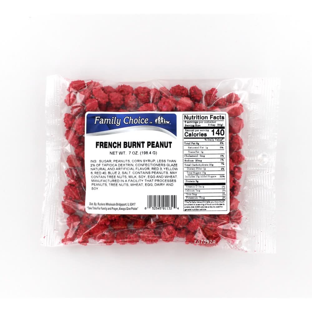 Family Choice French Burnt Peanuts Candy 7 Oz