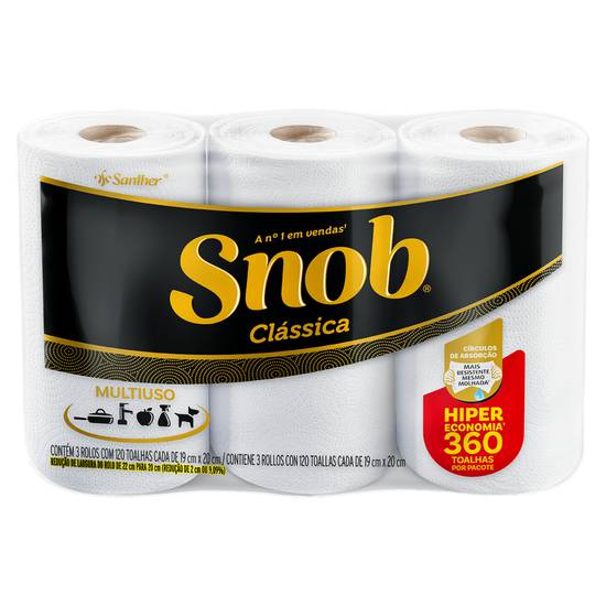 Snob toalha de papel clássica (3 rolos)