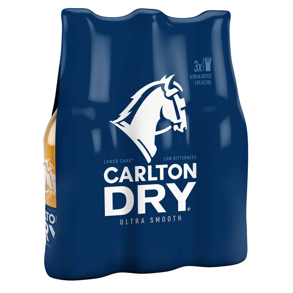 Carlton Dry Lager Longneck 3x700ml