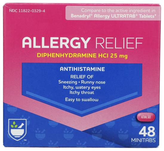 Rite Aid Diphenhydramine Allergy Relief Minitabs - 25mg, 48 ct