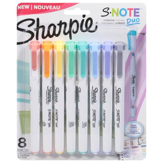 Sharpie S-Note Duo Tip Highlighter Asrt - 8ct
