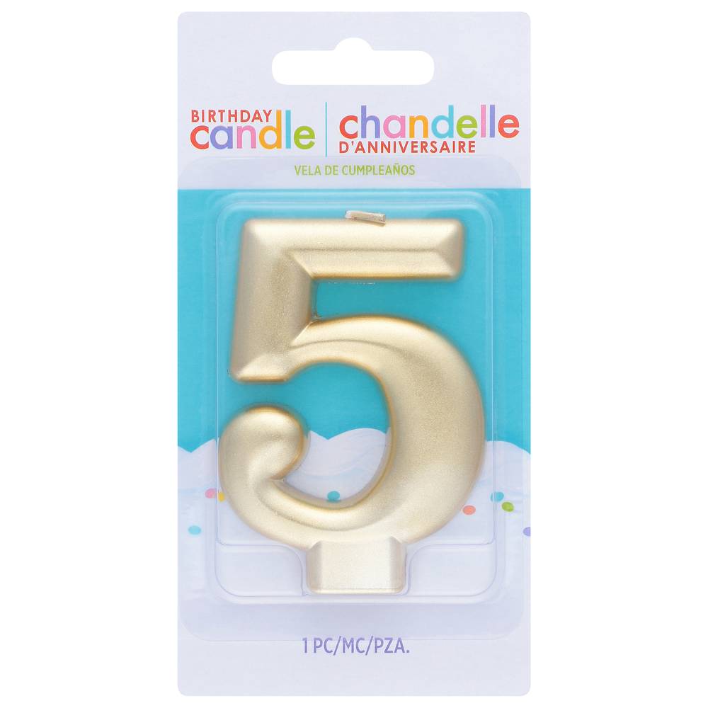 Numeral #5 Metallic Candle - Gold (unit)