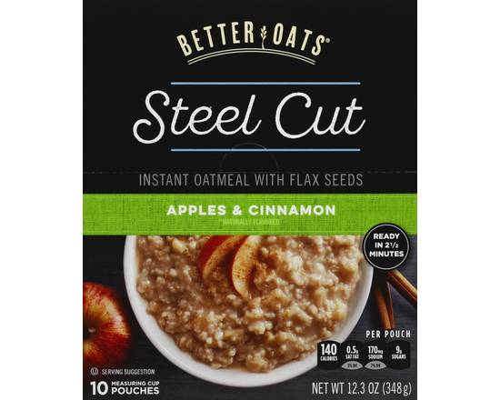 Better Oats · Steel Cut Apples & Cinnamon Instant Oatmeal (12.3 oz)