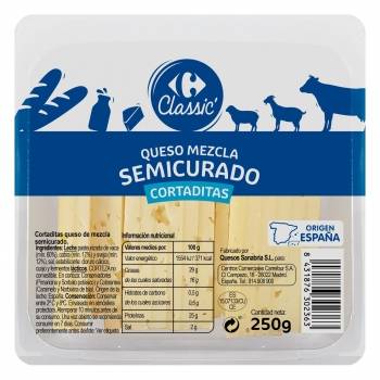 Queso de mezcla semicurado ya cortado Carrefour Classic cuña de 250 g