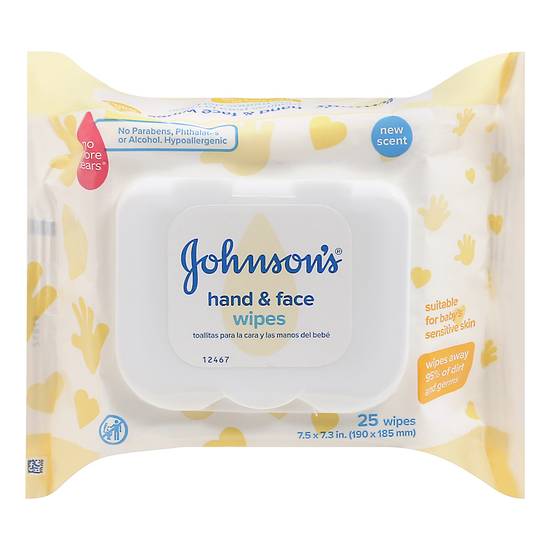 Johnson's Baby Hand & Face Wipes (25 ct)