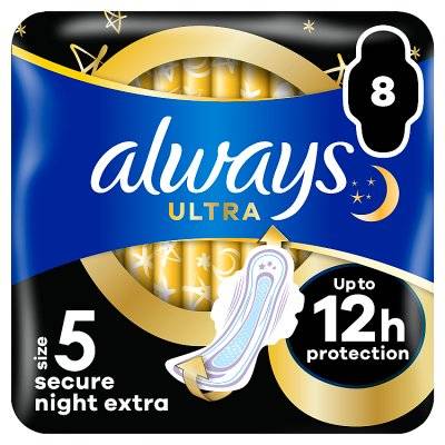 Always Ultra Sanitary Towels Secure Night Extra Size 5 Pads (8s)